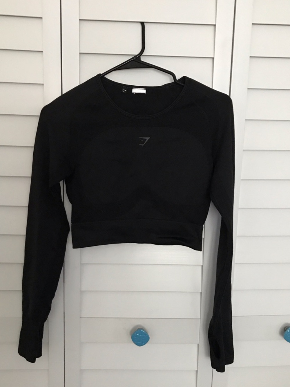 Gymshark Black Long Sleeve Cropped Performance Top